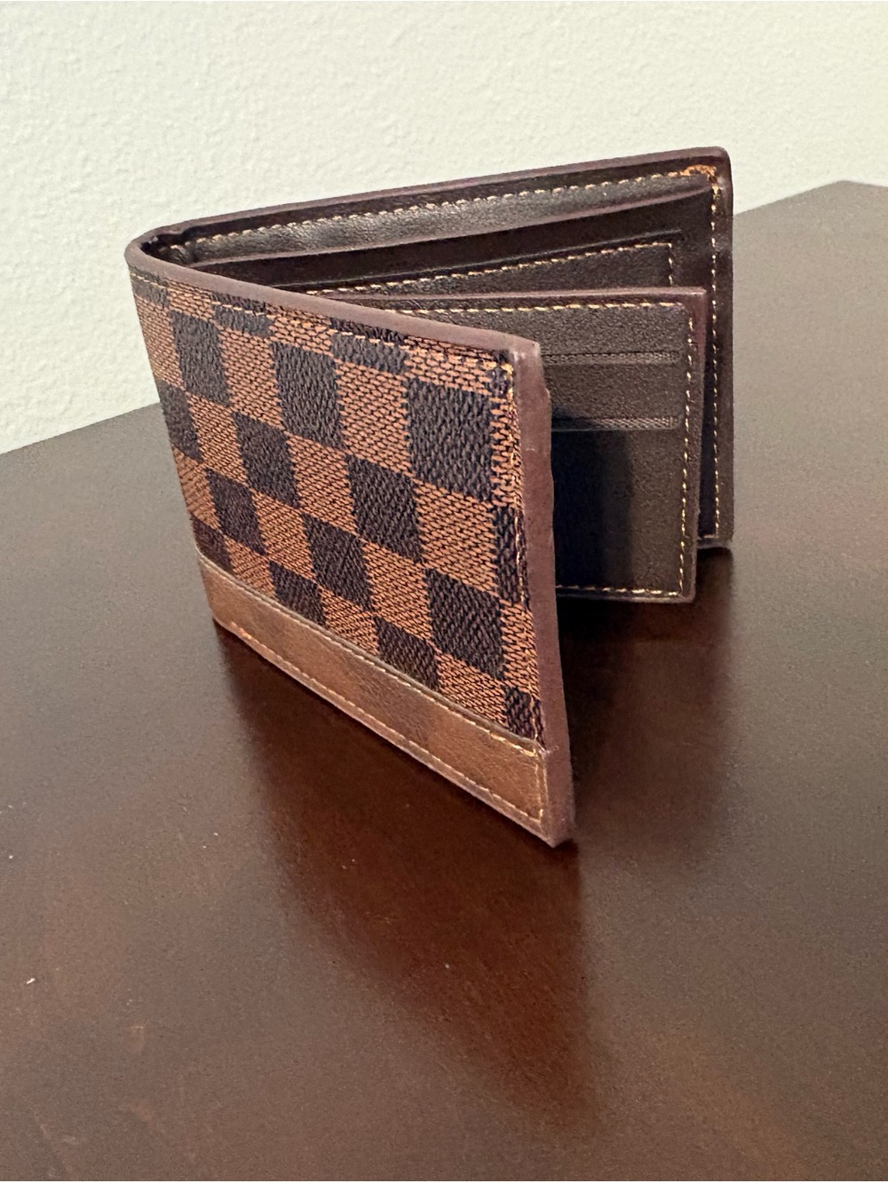 Classic Brown Check Bi-Fold Wallet - Men's Accessory never used